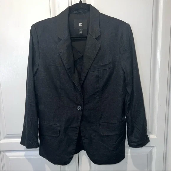 Banana Republic Linen Classic Blazer with Rolled Sleeve Detail Sz 4P - Picture 10 of 13